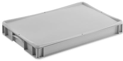 Aufbewahrungsbox mit Deckel | stabile Eurobox in 32 Ausführungen | Behälter für Garten, Haushalt, Lager oder Werkstatt – mit aufliegendem Deckel (Geschlossen - ohne Handgriff, 60x40x8,3 cm)