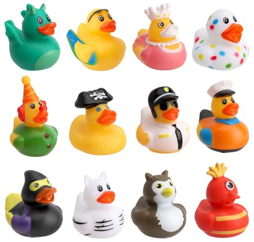 APOMOONS 12 Stück Badeenten Set Kinder Wiederverwendbare Badewannenspielzeug Badeente Lustig Badespielzeug Baby für Wasserspielzeug Kinder Outdoor Kindergeburtstagpartys Strand und Im Pool Badewannen