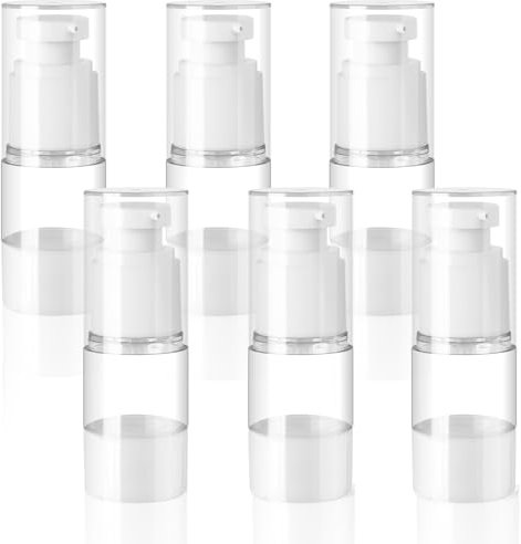 ZDNT 6 Stück 15ml Airless Pumpspender,Creme Spender Pumpflasche Leer,Nachfüllbar Vakuum Kosmetikbehälter,Vakuum Reiseflaschen zum Befüllen für Reise Lotionen Shampoo Kosmetik