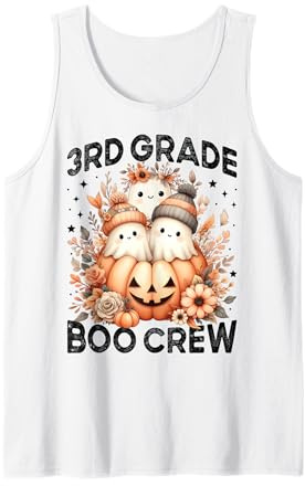 Boo Crew Halloween-Gespenst für Lehrerinnen der 3. Klasse, Wildblumen-Design Tank Top