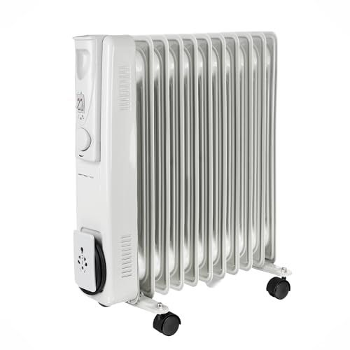 EMERIO Ölradiator | für Räume bis 25m² | 2500W | 11 Rippen | 3 Heizstufen (1000/1500/2500W) | regalbarer Thermostat | Leichtlauf-Rollen | Kipp- und Überhitzungsschutz | Kabelaufwicklung | HO-128422