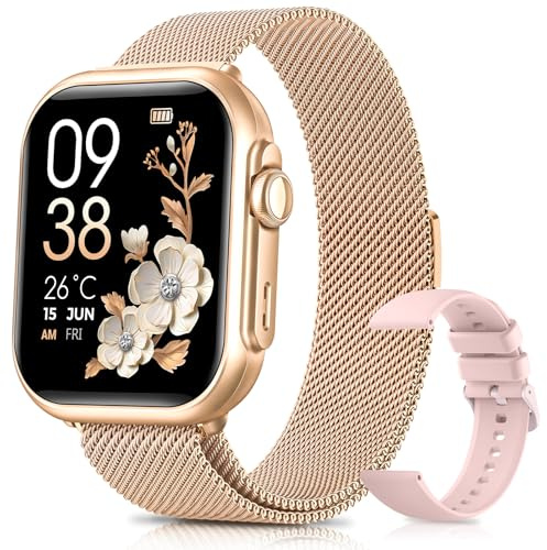 Montre Connectée Femme avec 100 Jour Ultra-Longue, Batterie 1000mAh, 1.83 HD Smartwatch Femme avec Appel, 120+ Sportifs Fitness Tracker avec SpO2/Fréquence Cardiaque/Sommeil pour Android iOS Or Rose