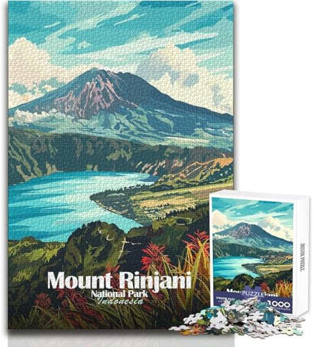 Puzzle für Erwachsene, 1000 Teile, Motiv: Mount Rinjani Nationalpark, Poster, Lernspiel für die ganze Familie, Muster, Zusammenbau, Geschenkidee für Wichtel, Größe: 50x75cm