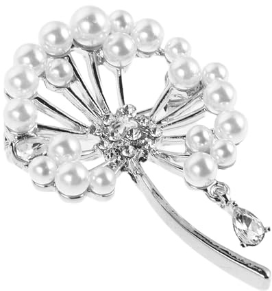 Healeved Spilla Floreale a Forma di Soffione, Accessorio Elegante per Abiti da Donna, Argento, Lucentezza Duratura, per Occasioni Formali e Feste Speciali