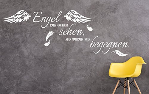 tjapalo® W-pkm54 Wandtattoo Wohnzimmer Wandtatoo Schlafzimmer Flur Mädchen Wandaufkleber Spruch Engel kann man nicht sehen (B100 x H 34 cm)