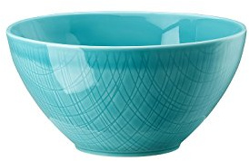 Rosenthal Mesh Colours Aqua Schale - Rund, Ø 18,0 cm, h 9,2 cm, 1,2 l, geometrischen Formen, zartes Gitterrelief Porzellan Aqua