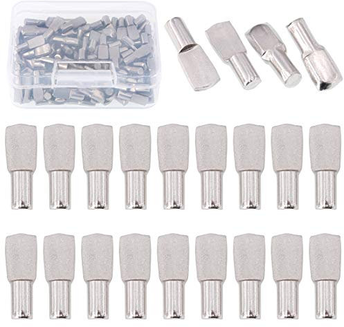 Glarks Lot de 150 piquets de support d'étagère en forme de cuillère, 5 mm, plaqué nickel