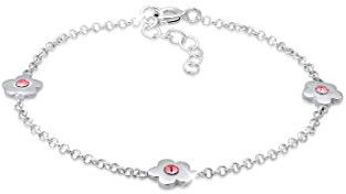 Elli Armband Kinder Blumen Rosa mit Kristalle in 925 Sterling Silber