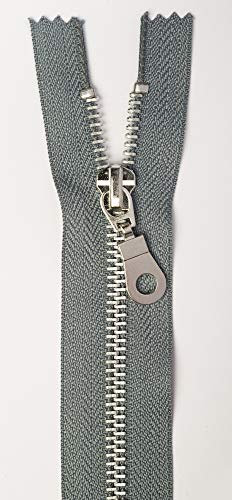 Jajasio 3 Stk. Reißverschluss Metall Aluminium nicht teilbar in 13 Farben mittelgrau 30cm Metallreißverschluss für Jacken Taschen Hose Geldböre Jeans