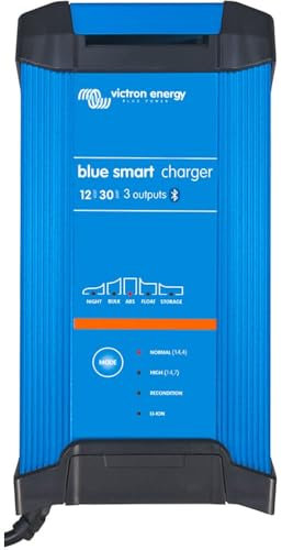 Victron Energy Blue Smart IP22 Smart Car Battery Charger 12V 20A, Trickle Charger for Car Battery and Desulfator for Motorcycle, ATV, RV, Lithium and Deep Cycle Batteries, UK, 3 outputs