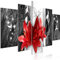 murando - Wandbilder XXL Blumen Lilien 200x100cm 5 tlg - Wand Deko Leinwand Bilder Groß Wanddeko Wohnzimmer Schlafzimmer Kunstdrucke - Abstrakt silber grau rot b-A-0615-b-m