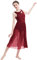 FYMNSI Damen Lyrisch Tanz Kleid Ärmellos Tüll Maxikleid Lyrische Modern Contemporary Tanzkostüm Trikot Latein Ballett Tüllkleider Ballettanzug Bühnenanzug Tanzkleidung Weinrot L