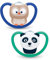 NUK Space Baby Schnuller | 6-18 Monate | Schnuller mit extra Belüftung | BPA-freies Silikon | Eule & Panda | 2 Stück