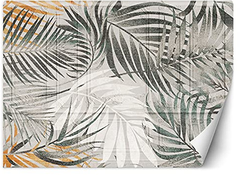 Feeby Papier Peint Intisse Nature Exotique Feuillage 100x70 cm gris Déco Murale Trompe L' Oeil Tapisserie Moderne Salon Chambrea' Coucherr Salle De Bain Cuisine Texture Botanique Ornementation