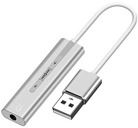 Livecitys Adaptateur Audio USB vers Jack 3,5 Mm Séparateur De Micro pour Casque, Carte Son Externe, Adaptateur Audio USB Convertisseur De Séparateur De Son Stéréo Externe Argent