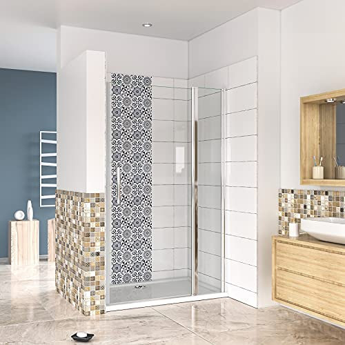 AICA porte de douche pivotante 106x197cm porte de douche en 6mm verre securit anticalcaire avec 1 élément fixe