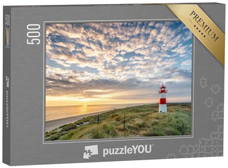 puzzleYOU: Puzzle 500 Teile „Roter Leuchtturm auf der Insel Sylt, Nordfriesland, Schleswig-Holstein, Deutschland“ – aus der Puzzle-Kollektion Sylt, Natur, Strand, Nordsee, Strand & Meer