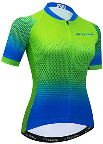 YOUALSO Green Blue Mountain Bike Jersey Women Short Sleeve Ladies Cycling Jersey Cycle Shirt Biking Top M S
