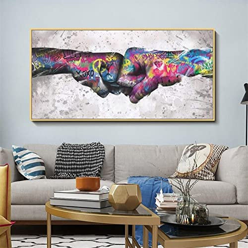 Graffiti Kunst Faust Leinwand Malerei Poster und Drucke Street Pop Art Wandbild Heimdekoration für Wohnzimmer Wandbild 65x130cm Rahmenlos