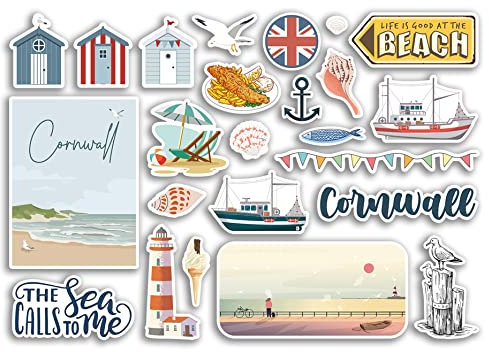 A5 Aufkleberbogen Cornwall Vinyl Aufkleber – Strand Meer Britische England Küste Meer Ozean Boot Flagge Reise Urlaub Scrapbook Geschenk Ästhetisch #79093