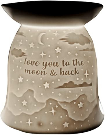 Cello Tealight Wax Melt & Oil Burner, Love You To The Moon, Stunning Porcelain Decor. Use as Wax Melt Burners or Essential Oil Burner and Magically Fragrance Your Room For Her.