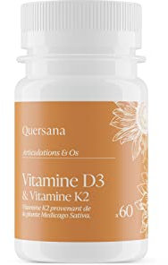 Vitamine D | Vitamine D3 | Vitamine K2 | Haute Concentration | 1000 UI | Système Immunitaire | Os et Muscle | Quersana France | 60 Capsules | Flacon Ecologique en Canne à Sucre