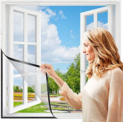 KAMEUN Windows Net Screen for Bug, Mosquito,Insect, Fly, Magnetic Mesh with Adjustable Full Frame Strip, Max110*120cm(48 * 43In), Easy Installation