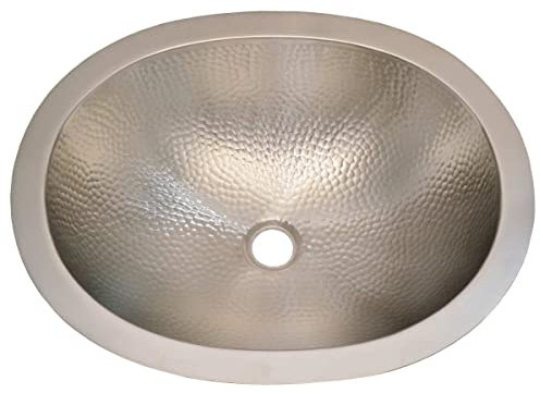 Casa Moro Orientalisches WASCHBECKEN AMIR Silber oval 49X39 cm mit Hammerschlag Optik Messing EINBAUWASCHBECKEN versilbert Boho Chic Metall Badezimmer EINBAU-SPÜLE CMDM04