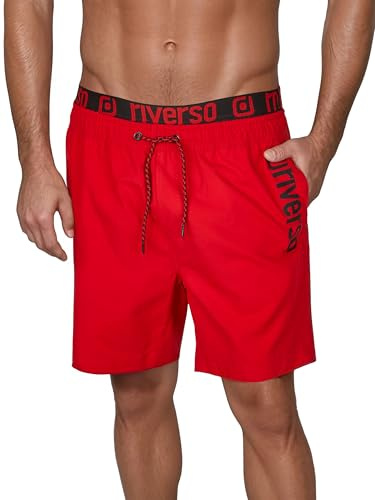 riverso Badehose Herren Regular Fit RIVBobby Kurze Hosen Badeshorts | Schwimmhose Shorts Schnelltrocknend Print Elastischer Bund Schwarz Grün Orange Rot Blau S M L XL XXL 3XL 4XL 5XL
