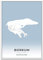 Vacentures Borkum Karten Poster - Premium Wandbild ohne Bilderrahmen I Moderne Wanddeko für Wohnzimmer oder Schlafzimmer I Hochwertiger Druck (Blau, 50x70 CM)
