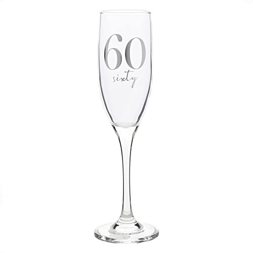 Widdop and Co 60th Birthday Champagne Flute Glass with Silver Detail - 60