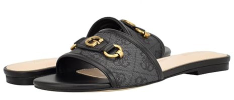 GUESS Femme Hammi Sandale Plate, Noir 001, 37.5 EU