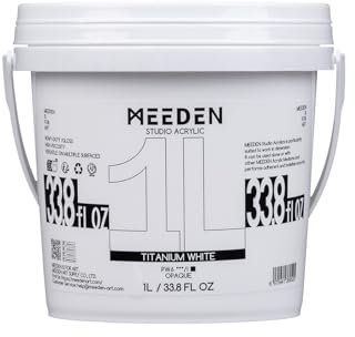 MEEDEN Weiß Acrylfarben 1L : Heavy Body Gloss Acryl Farbe für Leinwand Holz Wand Textile, Groß Acrylic Paint - Wasserfest & Ungiftig & Schnelltrocknend - Titanweiß