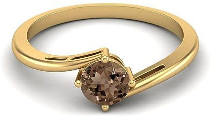 MOONEYE 0,50 Ctw runder Rauchquarz-Edelstein-925-Sterlingsilber-Solitär-Bypass-Damen-Verlobungsring Gold Vermeil, 51