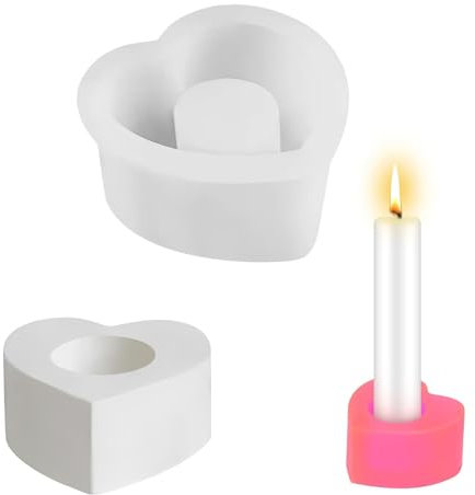 Taicols Silikonform Kerzenhalter, Herzförmig Kerzenhalter Gießform, Halloween Gießform Leuchter, DIY Silikon Kerzenformen, Harz Epoxid Stabkerzenhalter Silikonform für Stabkerzen und Teelichter(B)