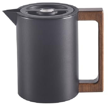 Pichet Isotherme Thermos Sous Vide Isolé, Carafe à Café Thermique Acier Inoxydable, Avec Manche En Bois Et Bouton Poussoir De Sécurité, Pour La Maison, Hôtel, Bureau (Noir,600ml)