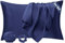 Seiwohl Satin Kissenbezug 40 x 80 2er Set, Weich wie Seidenkissenbezug Silk Pillowcase, Vegane Seide Kopfkissenbezug Kissenhülle Haarschutz für die Nacht mit Haargummi und Haarhaube, Dunkelblau