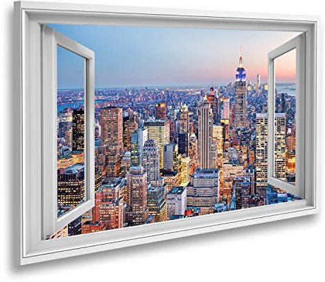 islandburner Quadro su tela vista finestra New York City Usa effetto favoloso Wa immagini da parete