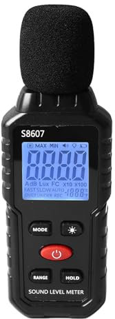 Misuratore di Decibel, Fonometro Digitale da 30dB a 130dB Max Decibel di Rumore di Mantenimento Dati Misuratore SPL Portatile con Display LCD Retroilluminazione A/C Ponderato per Fabbriche Domestiche