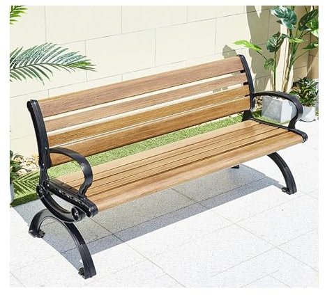 Gartenbank Wetterfest Metall Bank Garten Sitzbank Outdoor wetterfeste Parkbänke für den Außenbereich mit Armlehnen und Rückenlehne, wetterfester Veranda-Wegstuhl für 2–3 Personen, Außenbank ( Size : 1
