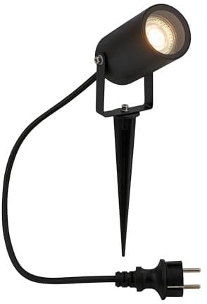 TELEFUNKEN - LED Strahler Außen mit Strahlwasserschutz, schwenkbar, inkl. Erdspieß, Außenlampe, Gartenbeleuchtung, Gartenlampen für draußen, Außenleuchte, Pflanzenlampe, 33x6x7,5 cm, Schwarz