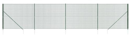 vidaXL Maschendrahtzaun, Gartenzaun mit Bodenhülsen, Drahtzaun Zaun mit PVC-Beschichtung, Metallzaun Komplettset Zaunset, Grün 2,2x10m