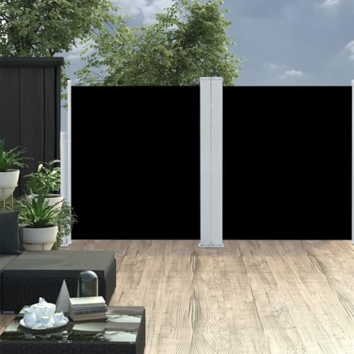 Home Outdoor OthersPatio Ausziehbare doppelseitige Markise, 170 x 600 cm, Schwarz