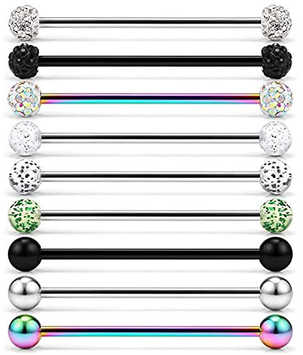 Stainless Steel Industrial Barbell Earrings For Women Men Cartilage Helix Rings Piercing Jewelry Set 38MmPractical and Deft