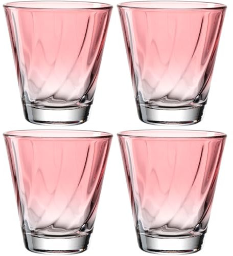 LEONARDO HOME Twist Trinkglas, 4er Set, Rot, 215 ml, Spülmaschinenfest, Konisch, Glas, 9 x 8.5 cm
