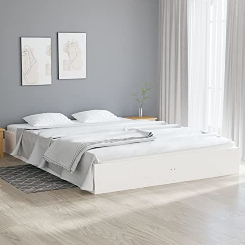 Iiaky Massivholzbett Bettgestell Bed Frame Bett Mit Bettkasten Hausbett Bett Massivholz Weiß 160x200 cm
