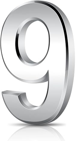 3 Inch Door Numbers, 3D Self Adhesive Mailbox Numbers 0-9, Address Number Waterproof House Number Street Stickers for House Mailbox Apartment Hotel Courtyard Cafe, Silver (9)