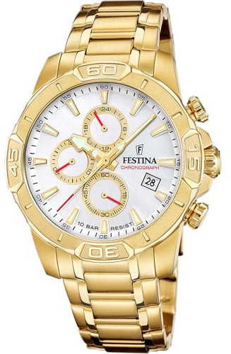 Festina Uhr Für Herren F20705/1 Timeless Chronograph Gold Edelstahl Case GoldEdelstahl Band