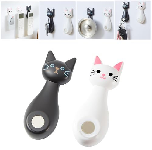 Magnetic Remote Control Holder,Cute Cat Wall Mount Remote Holder, Wall Mount Remote Control Organizers Storage,Self Adhesive Back Remote Control Wall Organizer for TV Fan Air Conditioner Remotes