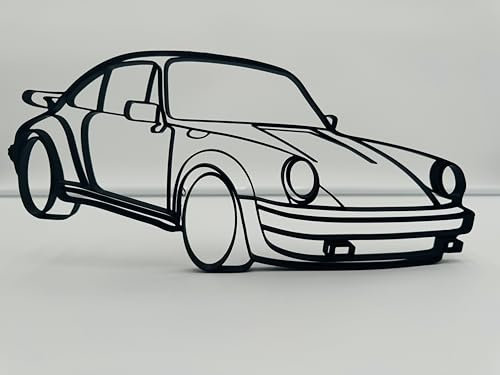 Blaucap Auto Wand- und Tischdeko mit Porsche 911 Silhouette - Elegante Deko Wandkunst in edlem schwarz - Wanddeko, Wandbild, Tischdekoration, Art, Wall-Art, Dekoration, Motorsport